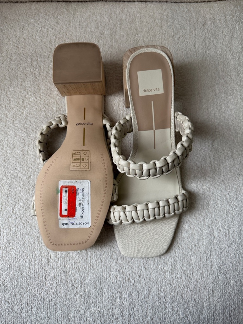 Dolce Vita Braided Double-Strap Block Heel Sandals in Cream - Picture 3 of 4